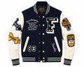 Heritage Varsity Co. Dart Champions Franklin Varsity Jacket | Navy Wool & Leather Sleeves | F Letter Patches | NWT